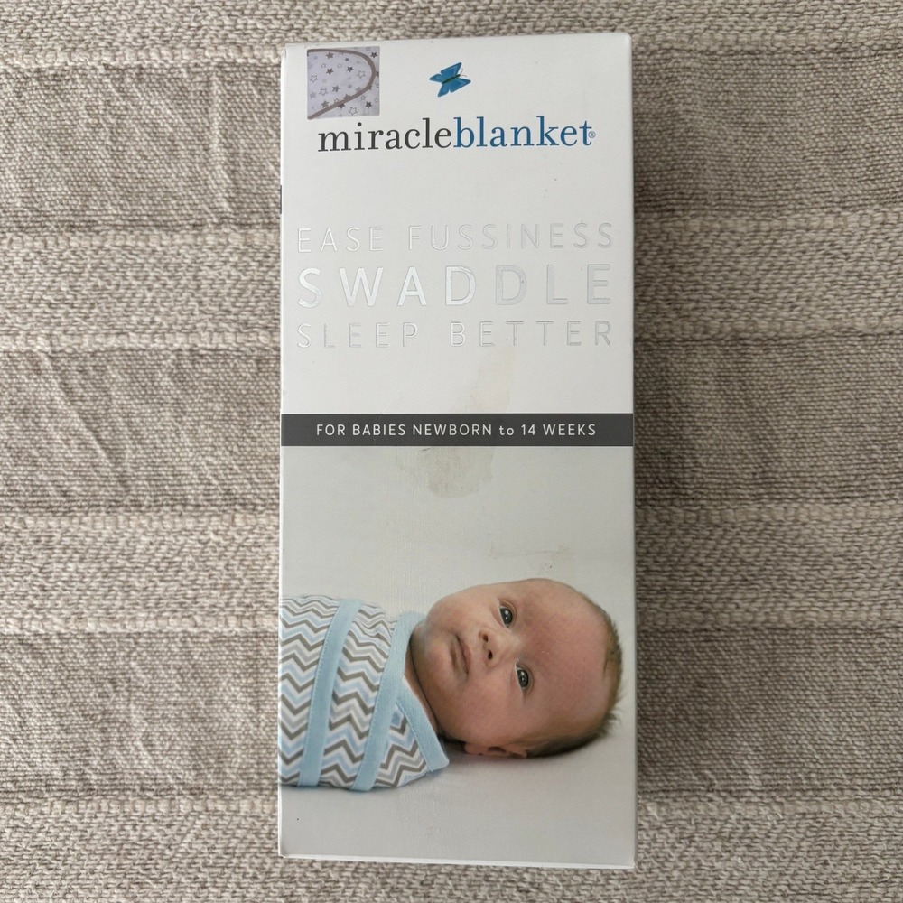 Miracle Blanket Swaddle Gray Stars Gender Neutral‎ NIB